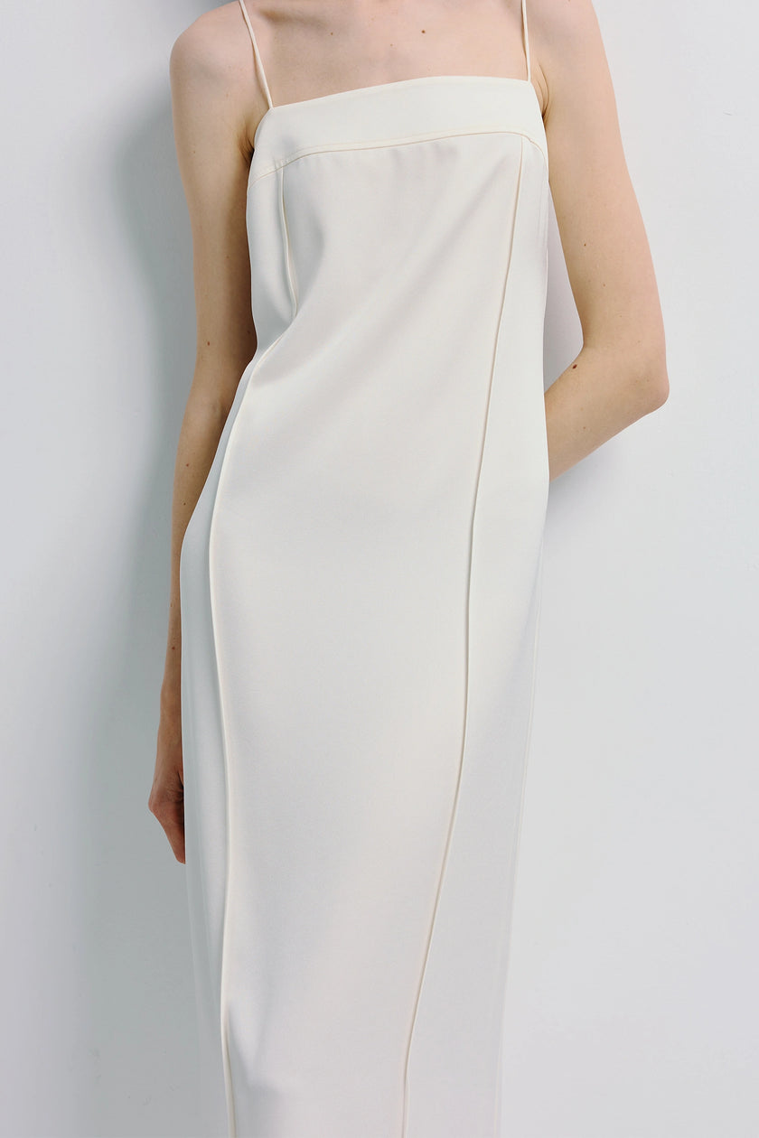 Devra Satin Midi Dress Creme