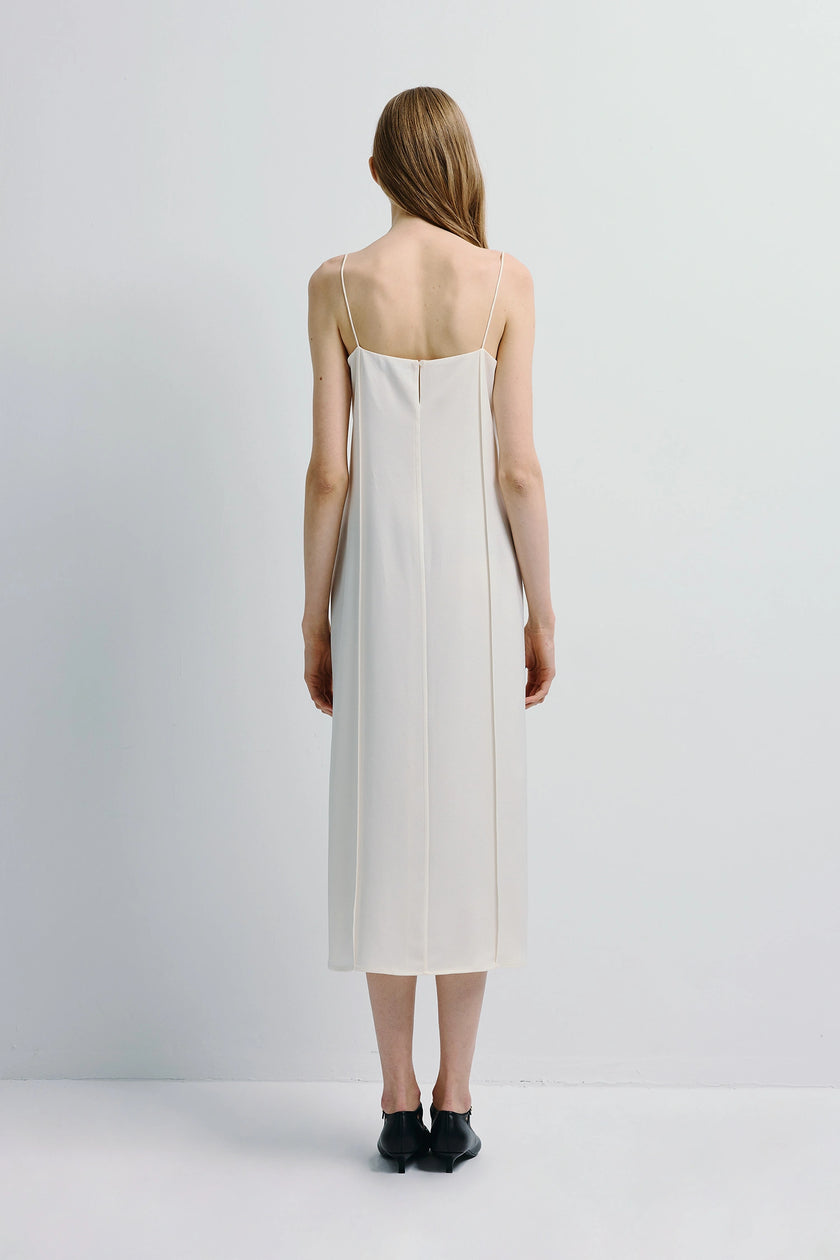 Devra Satin Midi Dress Creme