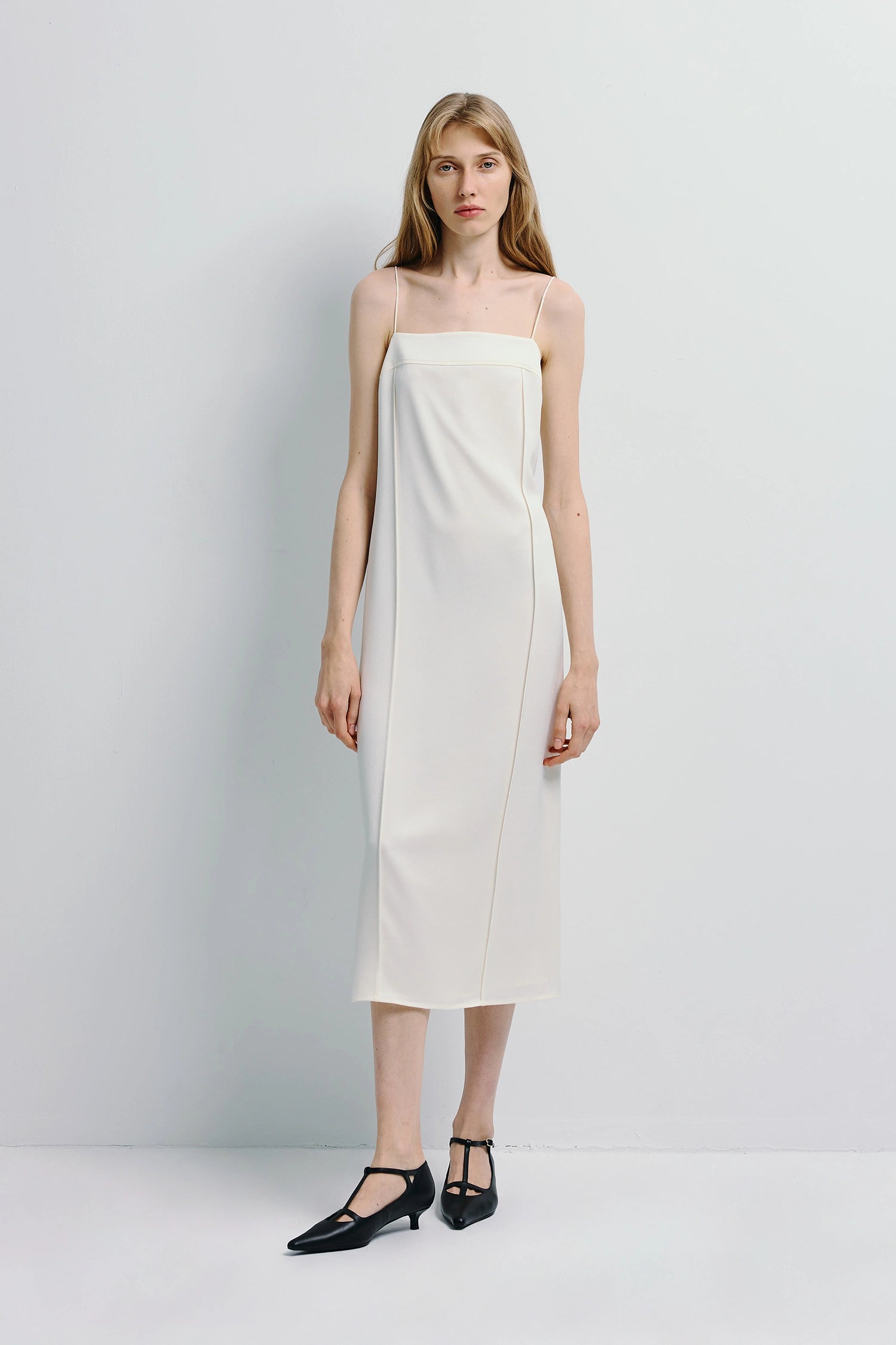 satin white midi dress Devra White Satin Midi Dress