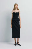 Lina Pintuck Organza Midi Dress Black