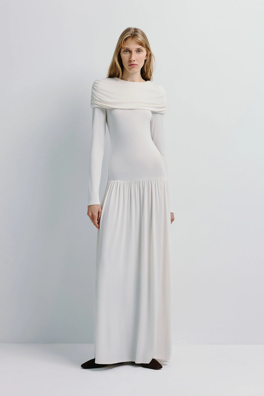 Gracy Cape Shoulder Maxi Dress Tofu