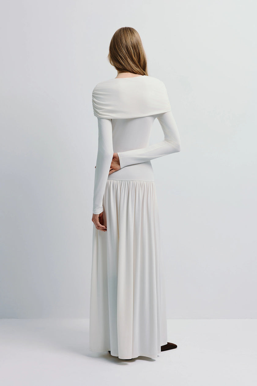 Gracy Cape Shoulder Maxi Dress Tofu