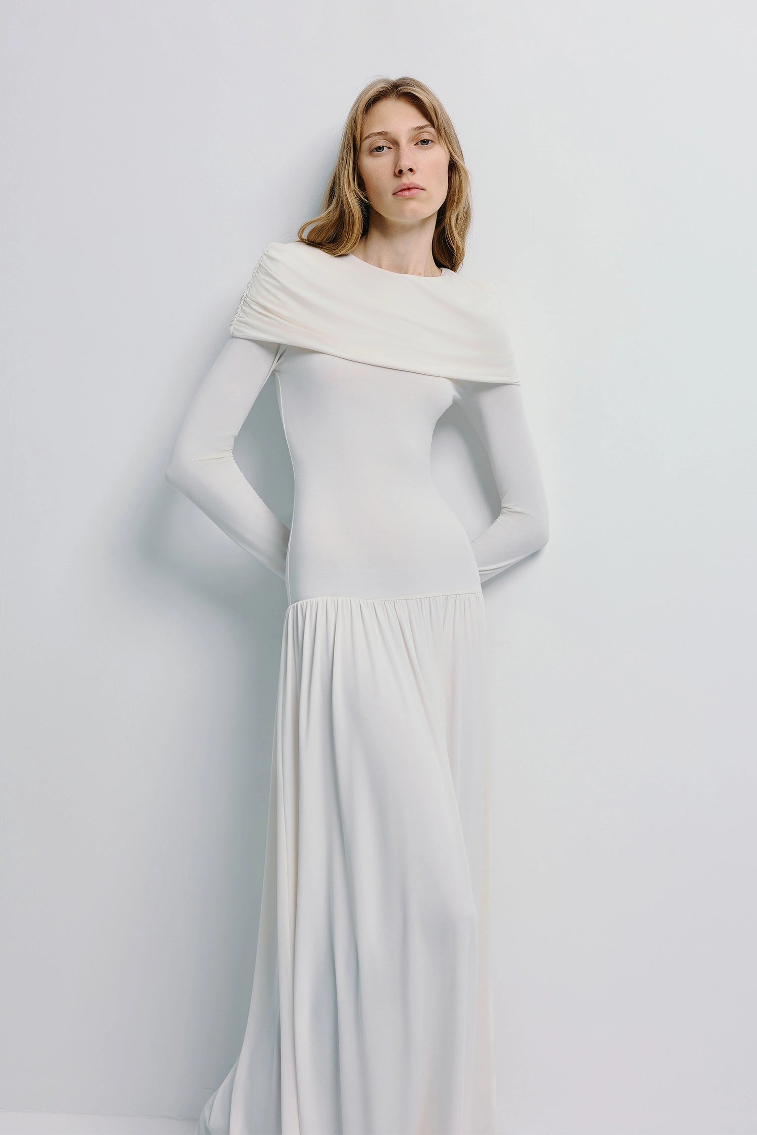 Gracy Cape Shoulder Maxi Dress Tofu