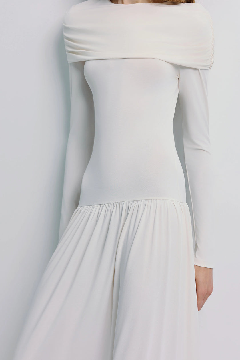 Gracy Cape Shoulder Maxi Dress Tofu