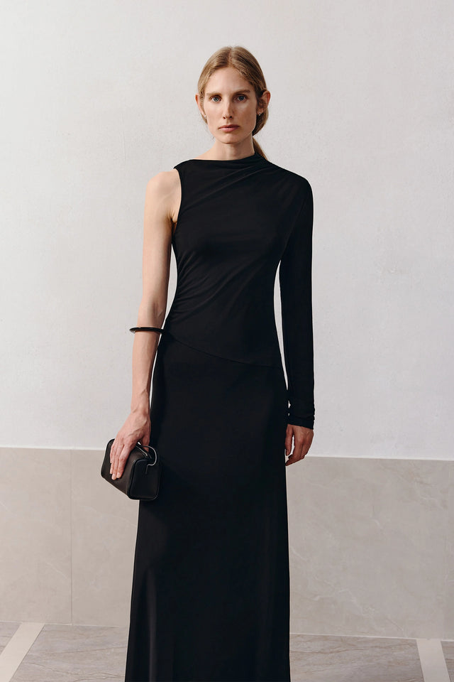 Blaine Draped Maxi Dress Black