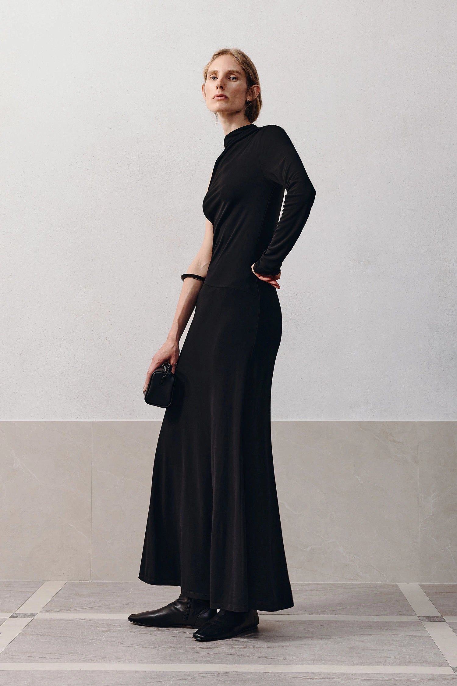 blaine long sleeve maxi dress BEC + BRIDGE Blaine Long-Sleeve Sheer Drop-Waist Stretch Mesh Maxi Dress