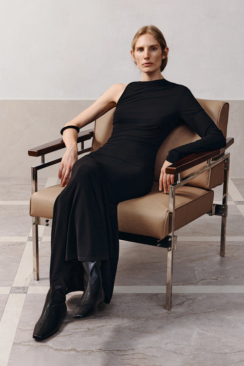 Blaine Draped Maxi Dress Black