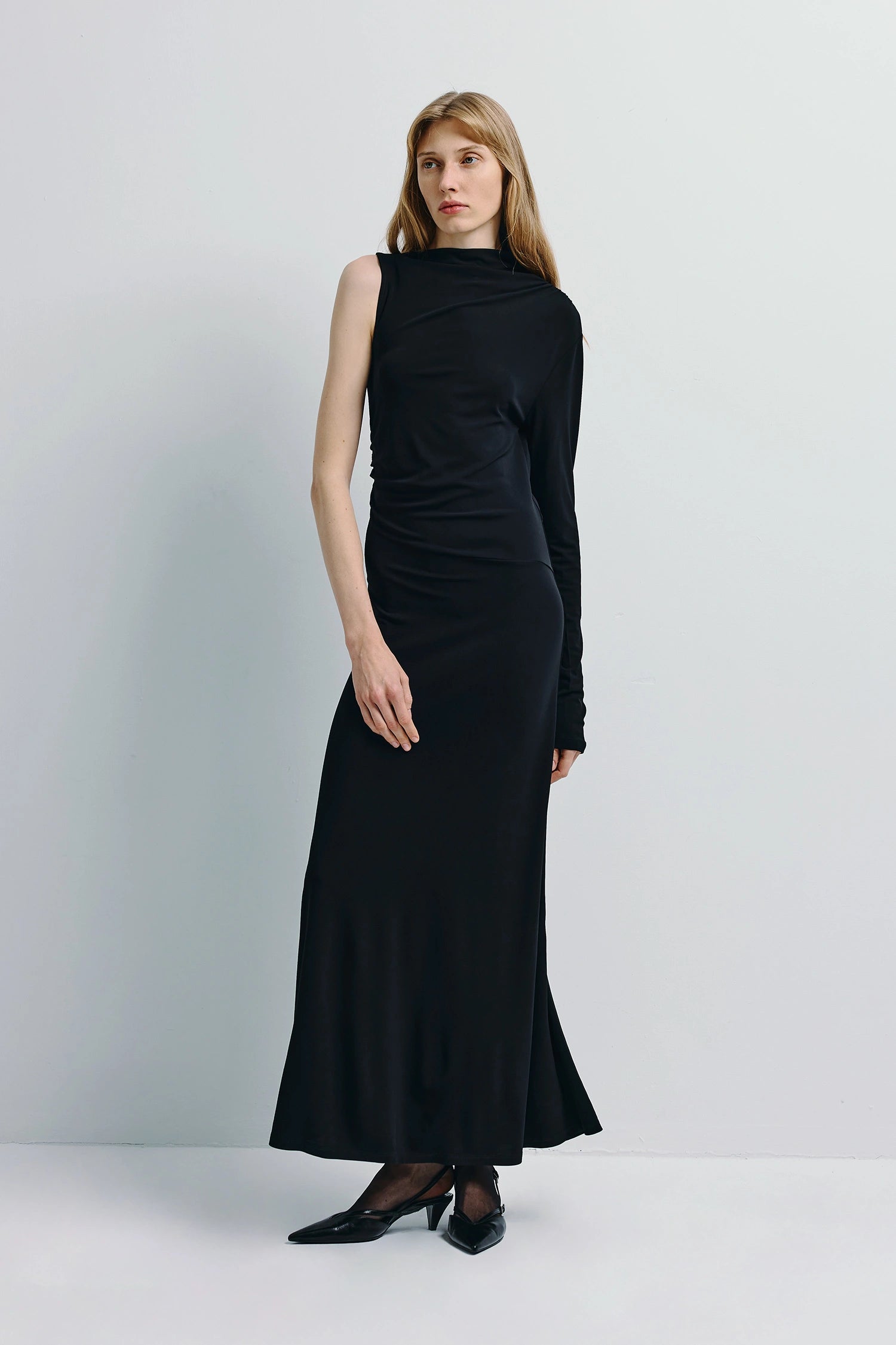 Blaine Draped Maxi Dress Black