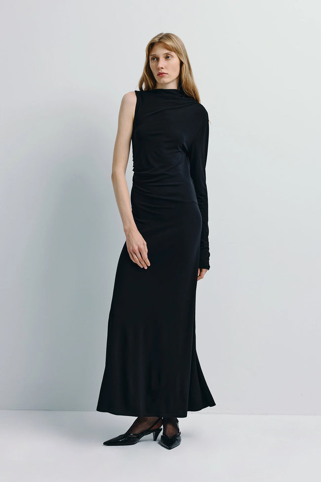 Blaine Draped Maxi Dress Black
