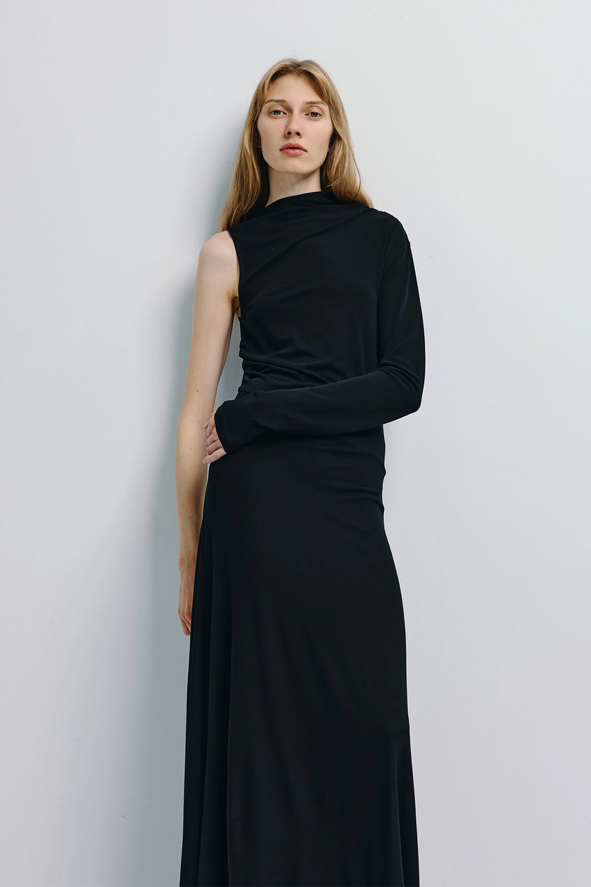 Blaine Draped Maxi Dress Black