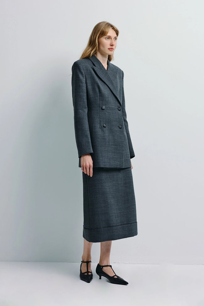 Paley Notch Collar Blazer Charcoal