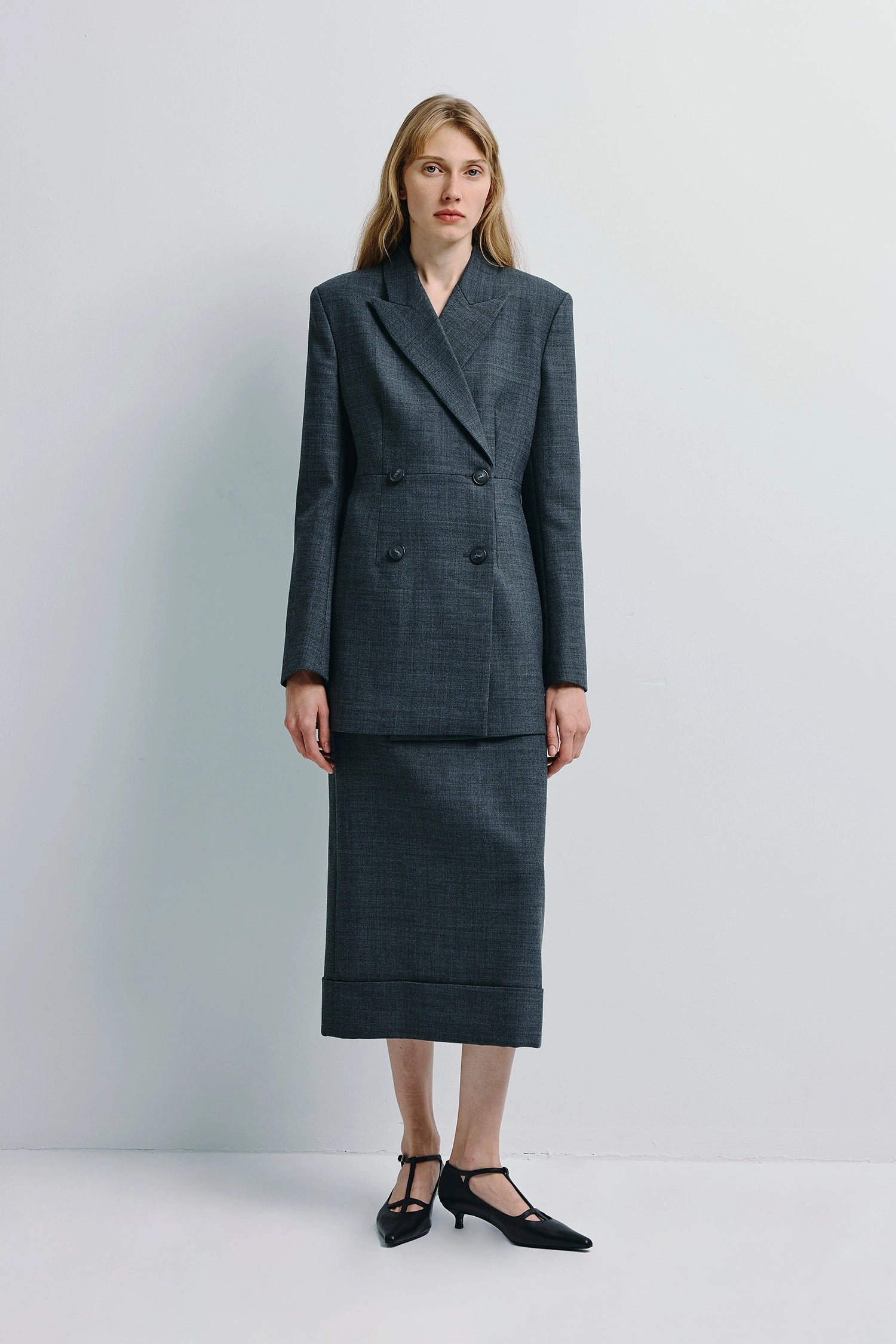 Paley Notch Collar Blazer Charcoal