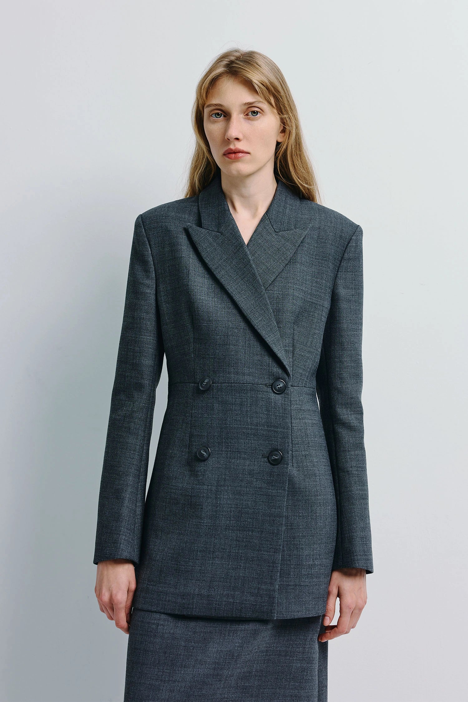 Paley Notch Collar Blazer Charcoal