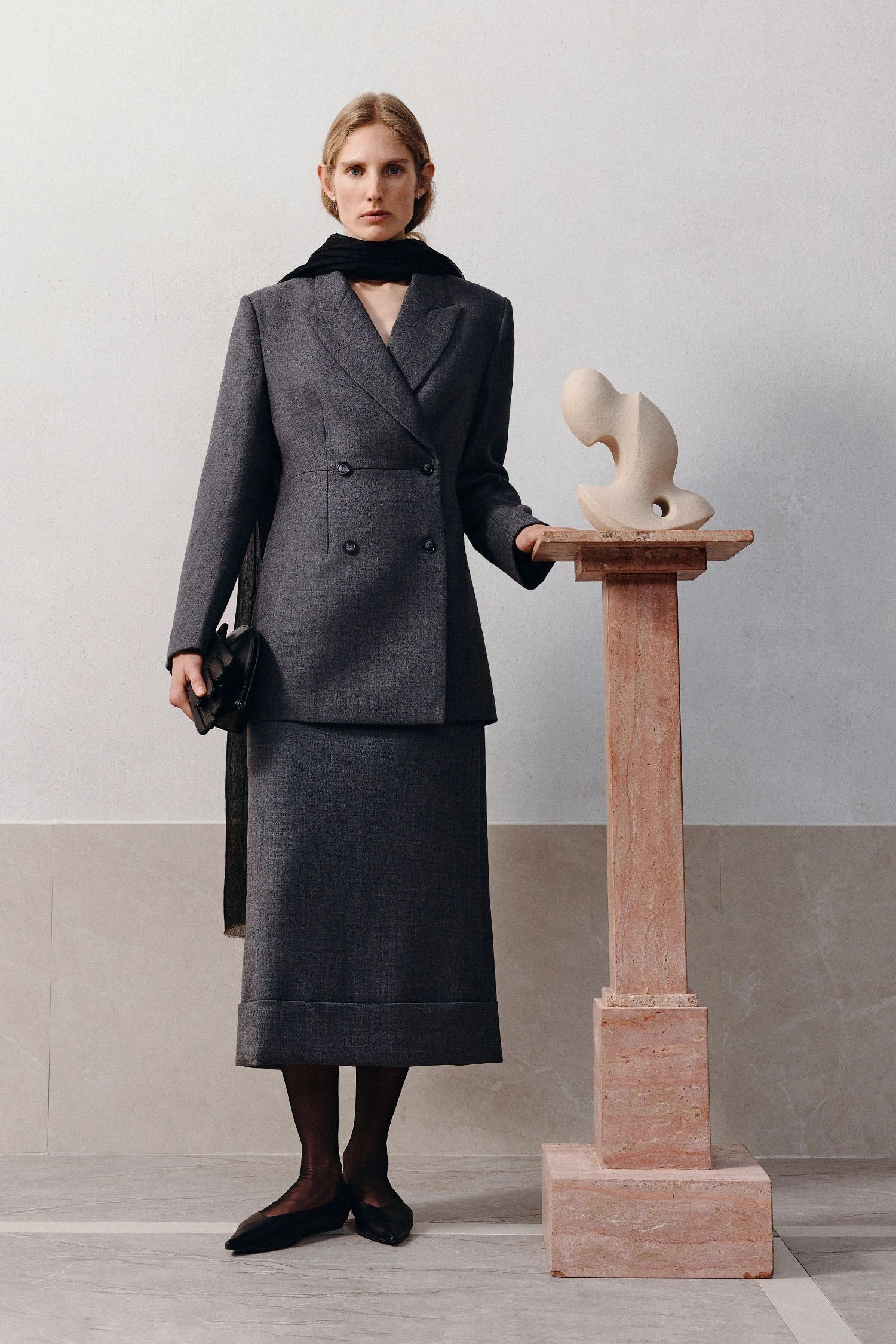 Paley Notch Collar Blazer Charcoal