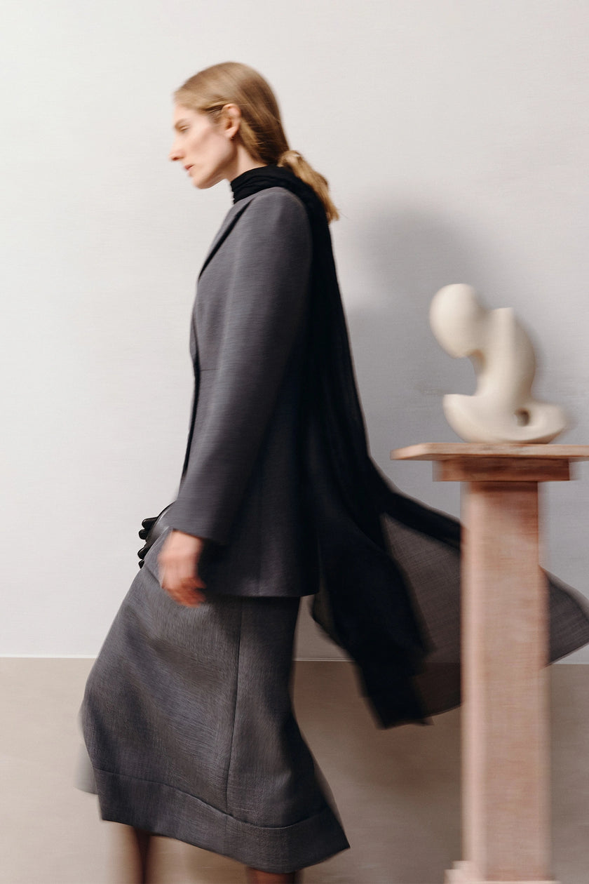 Paley Wool Blend Midi Skirt Charcoal