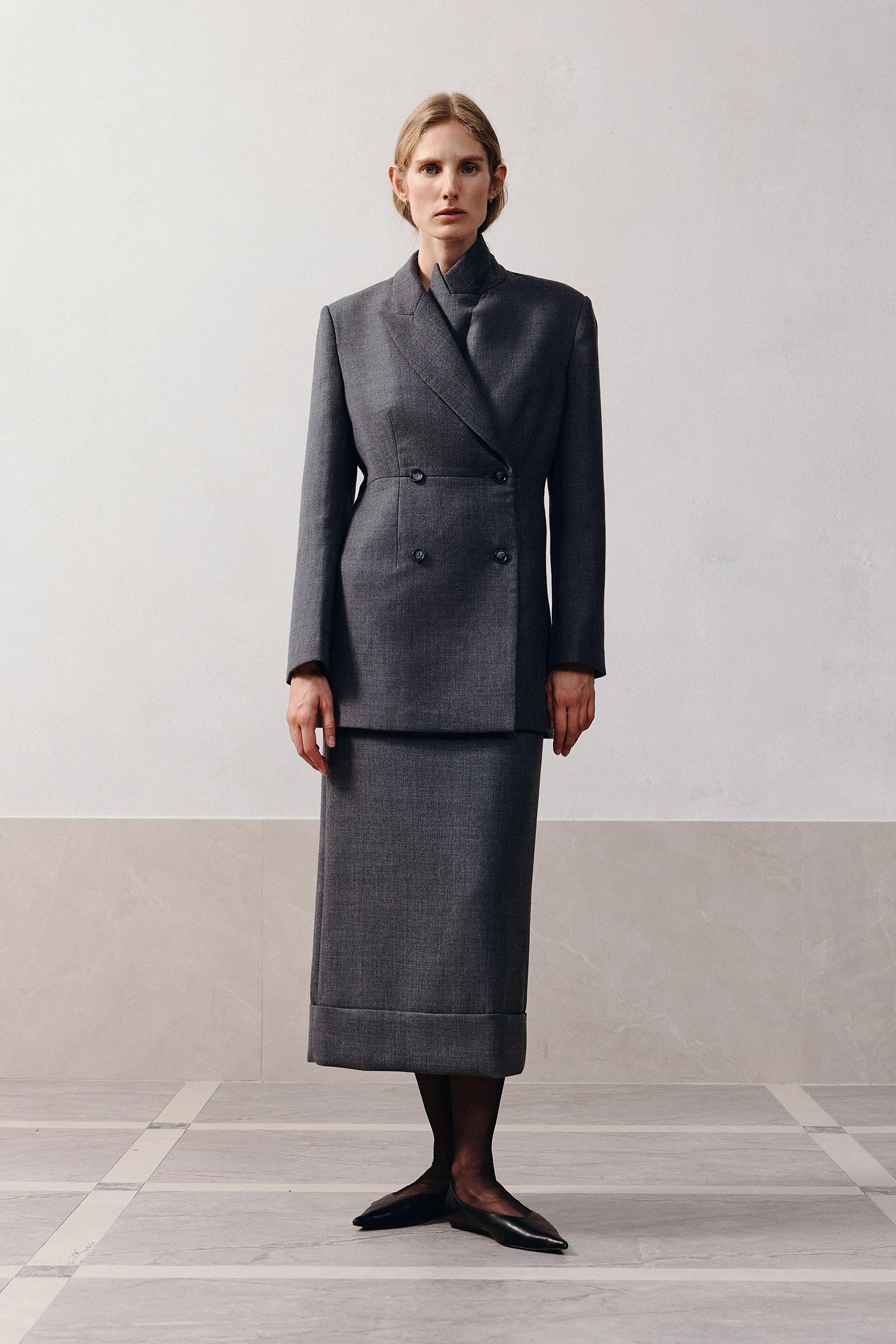 Paley Notch Collar Blazer Charcoal