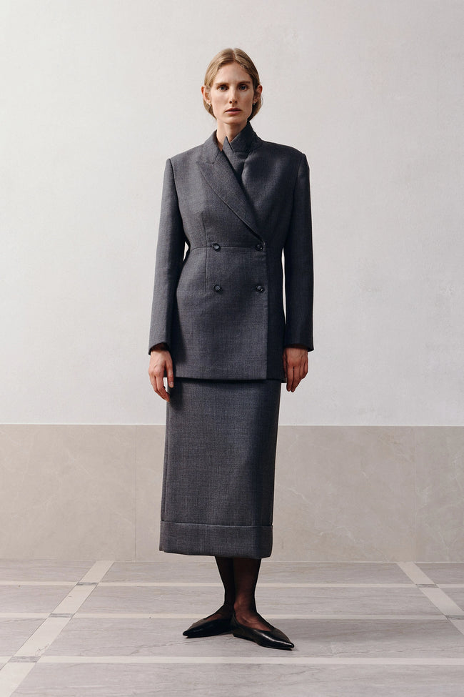 Paley Notch Collar Blazer Charcoal