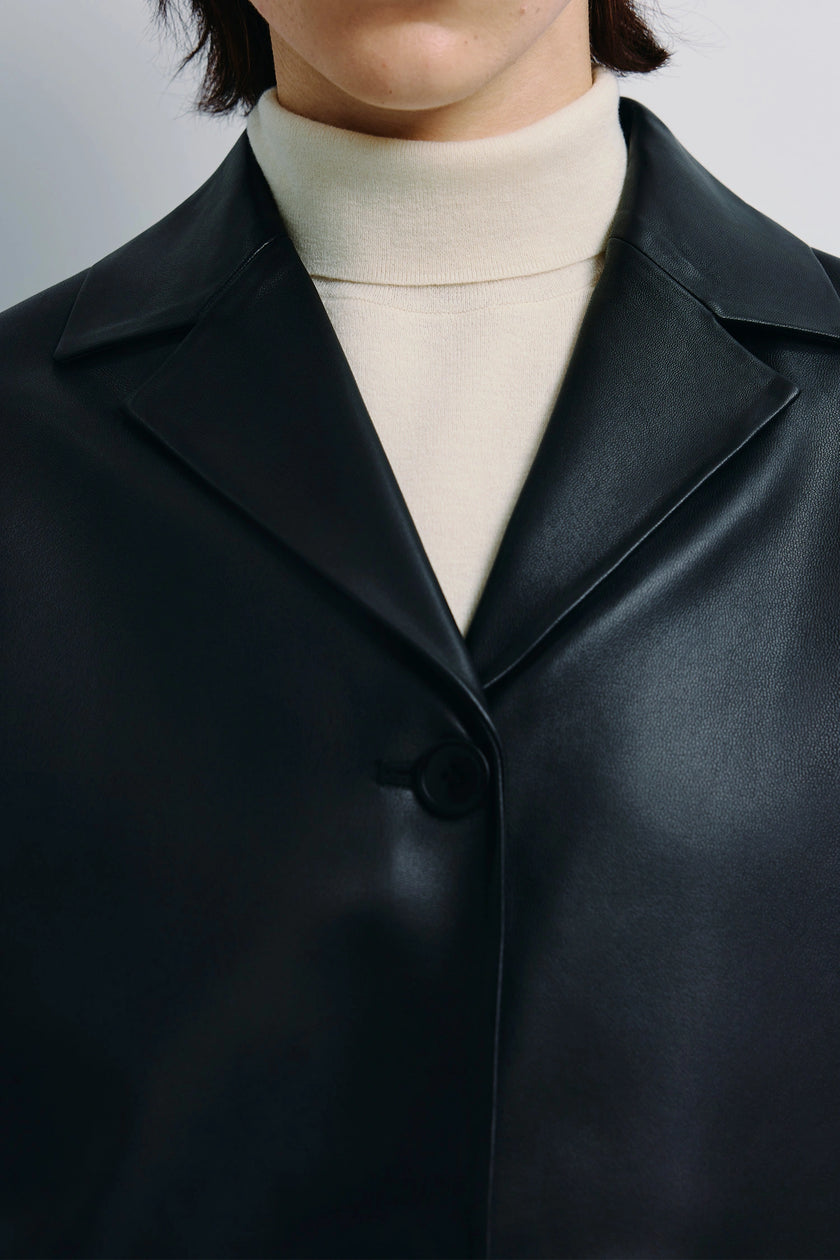 Darton Leather Single-Breasted Jacket Black