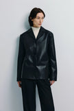 Darton Leather Single-Breasted Jacket Black