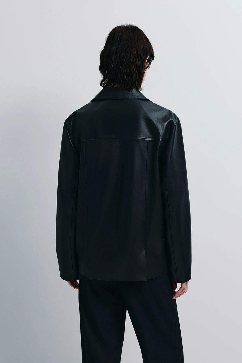 Darton Leather Single-Breasted Jacket Black