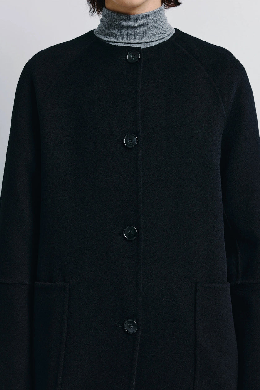 Iana Collarless Handmade Coat Black