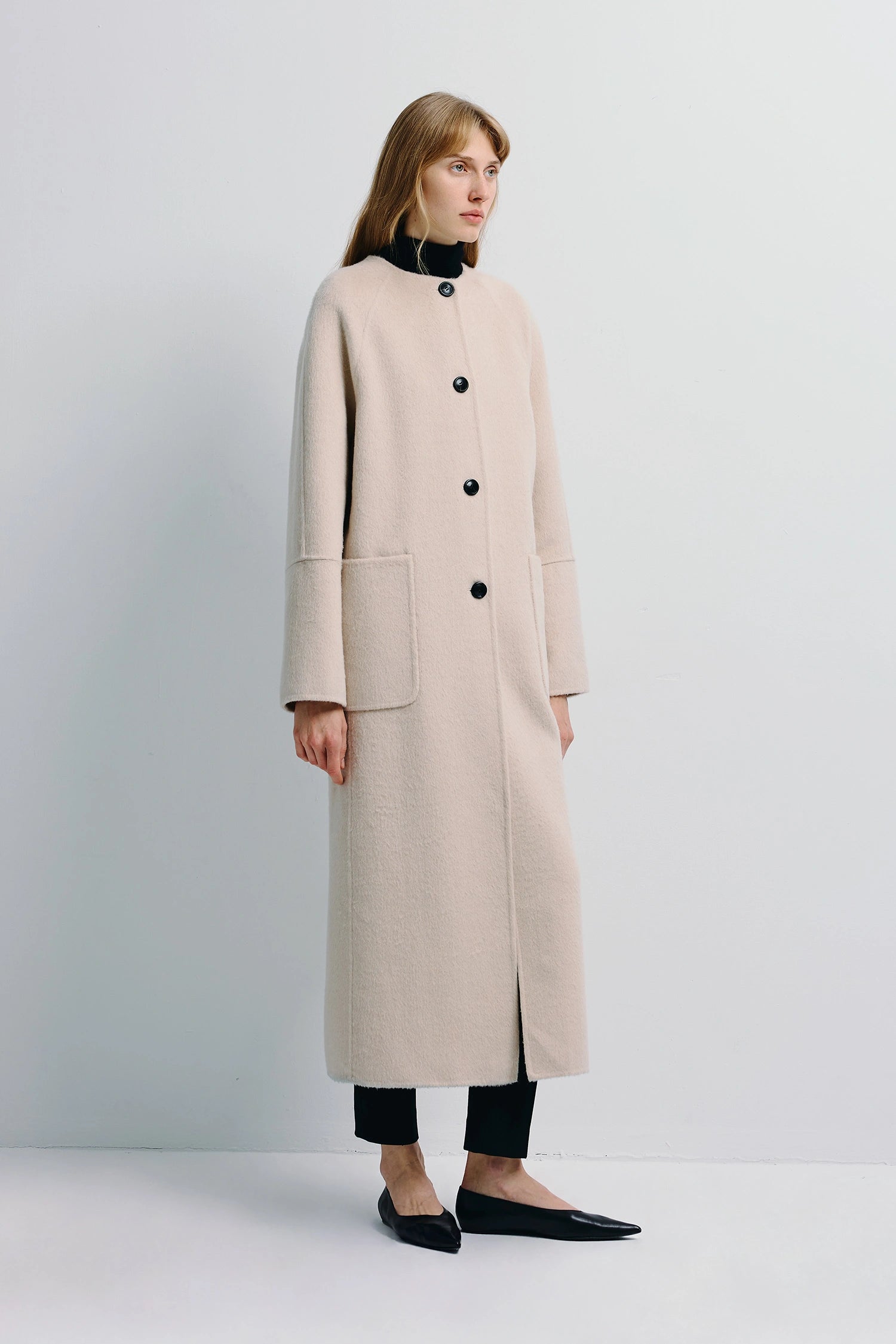 Iana Collarless Handmade Coat in Eggnog Rue Sophie