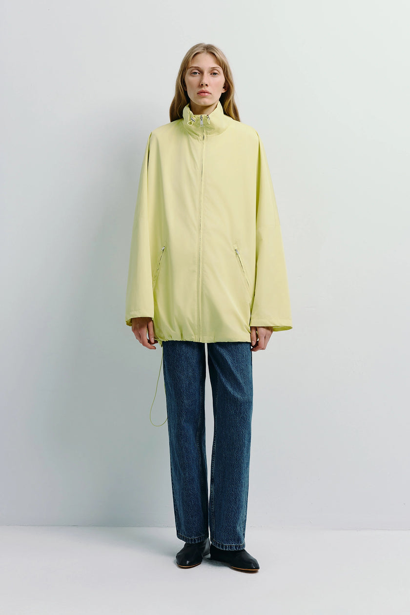 Oversized pale yellow parachute jacket for women, Ruesophie lightweight windbreaker