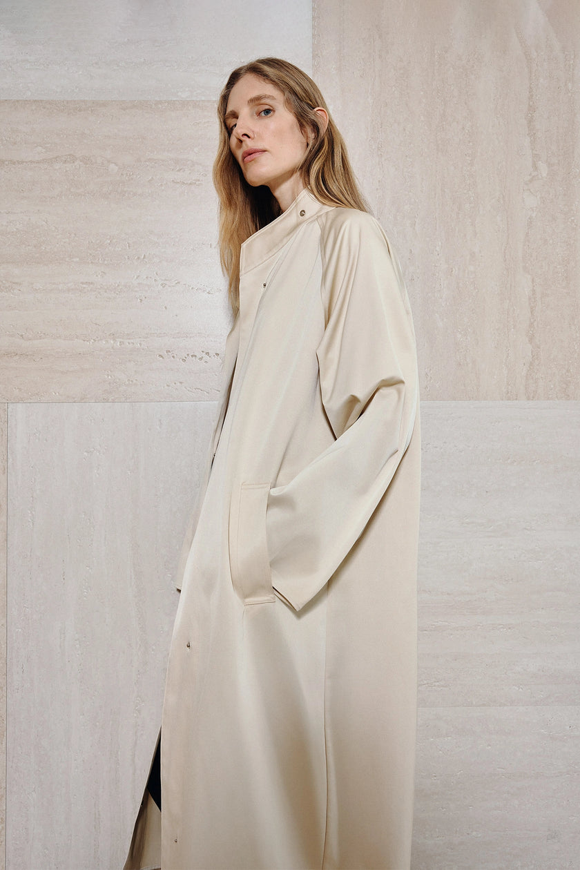 Anne Satin Coat Creme