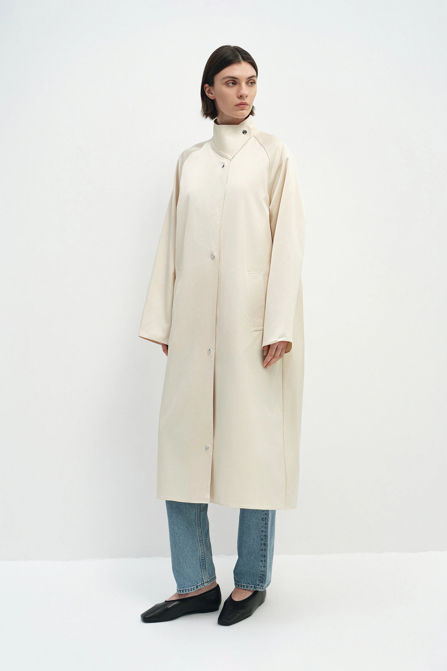 Anne Satin Coat Creme