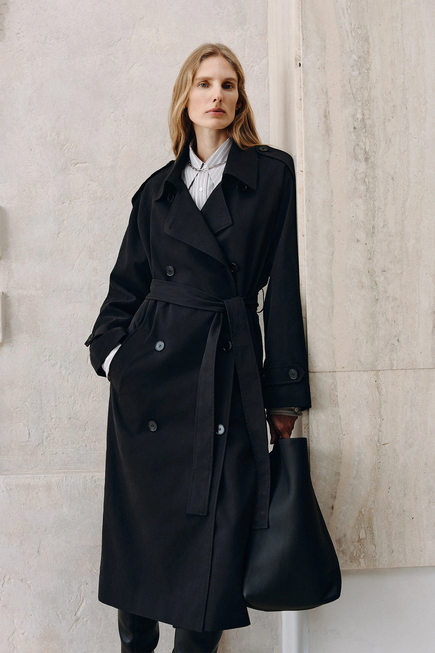 Lea Belted Trench Coat Black