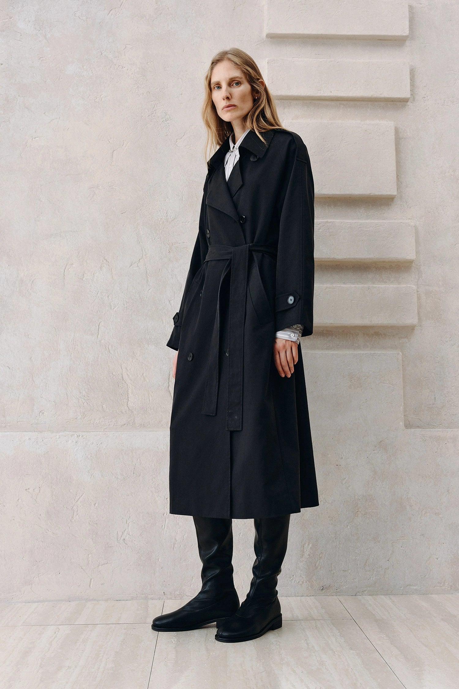 Lea Belted Trench Coat Black