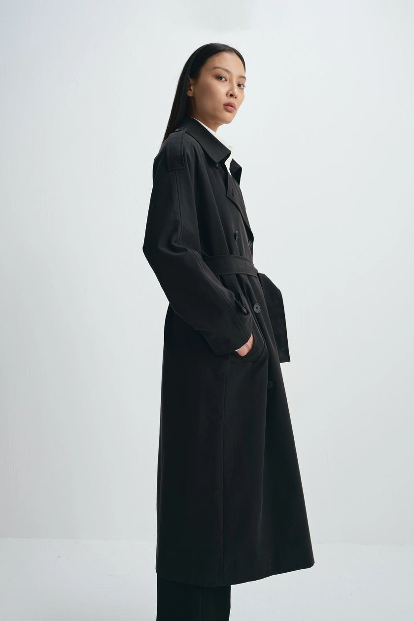 Lea Belted Trench Coat Black