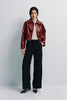Tonni Cropped Leather Jacket Cherry