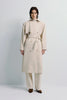 Morsson Belted Leather Trench Coat Creme
