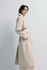 Morsson Belted Leather Trench Coat Creme