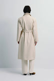 Morsson Belted Leather Trench Coat Creme