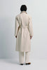 Morsson Belted Leather Trench Coat Creme