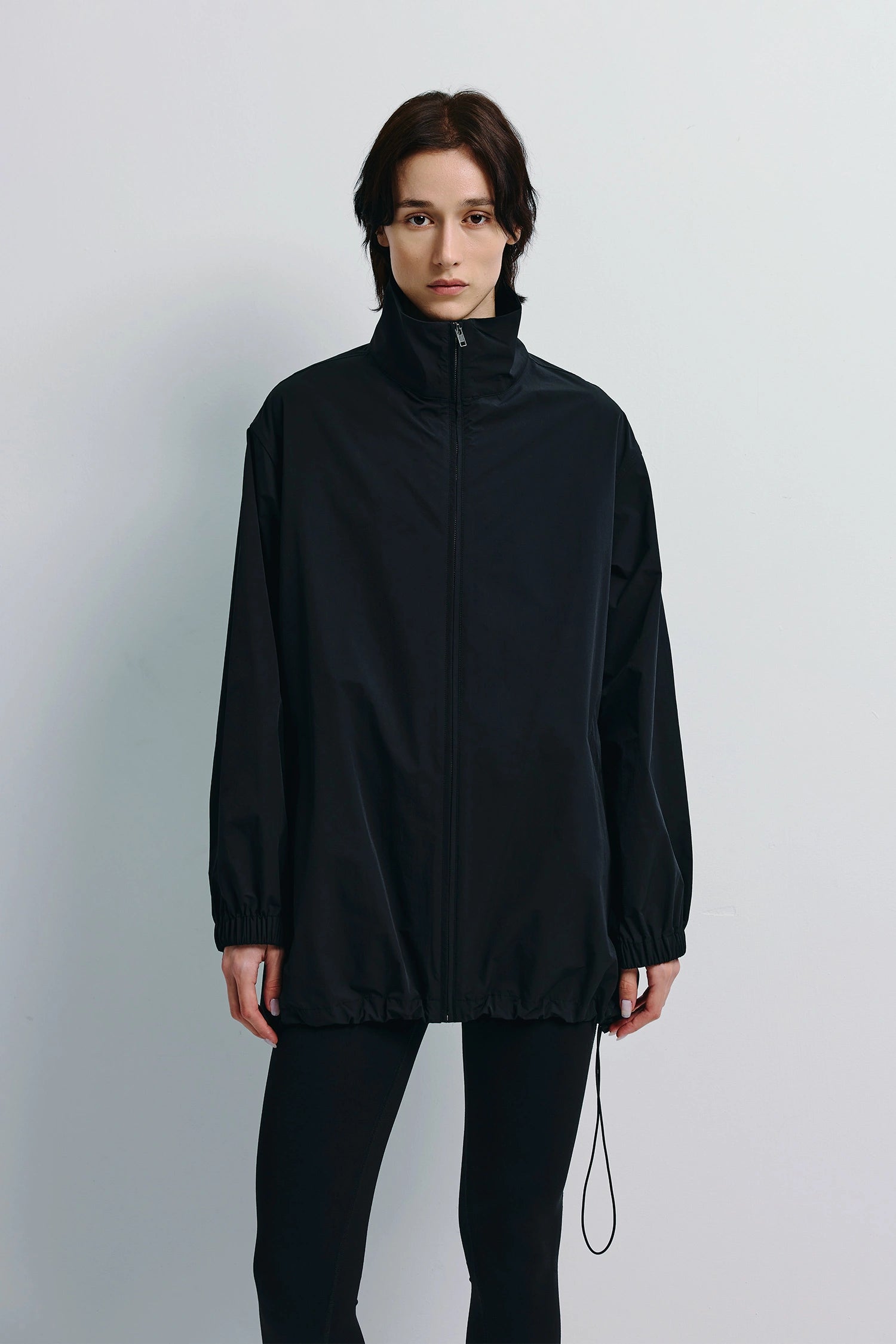Corben Zip Front Parachute Jacket Black