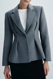 Trenton Pleat Waist Wool Blazer Charcoal