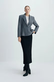 Trenton Pleat Waist Wool Blazer Charcoal