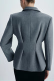 Trenton Pleat Waist Wool Blazer Charcoal