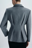Trenton Pleat Waist Wool Blazer Charcoal