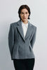 Trenton Pleat Waist Wool Blazer Charcoal