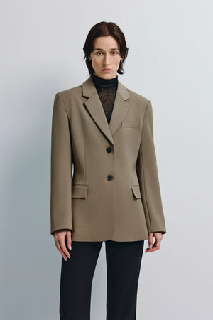 Ellison Oversized Shoulder Blazer Driftwood