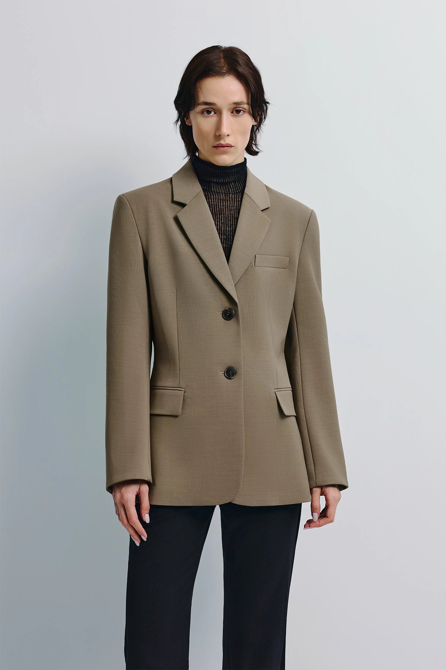 Ellison Oversized Shoulder Blazer Driftwood