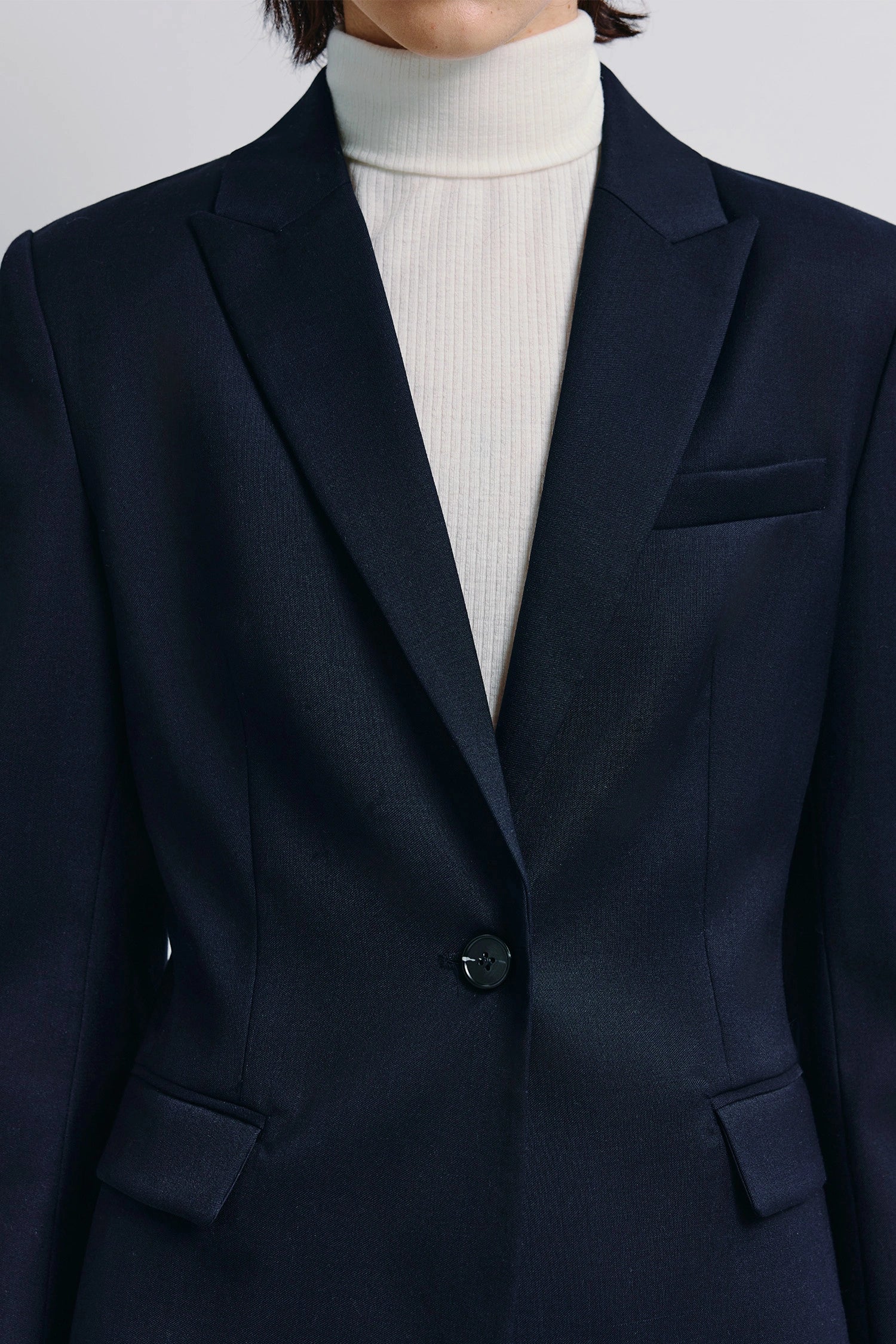 Jin Slim Waist Wool Blazer Navy