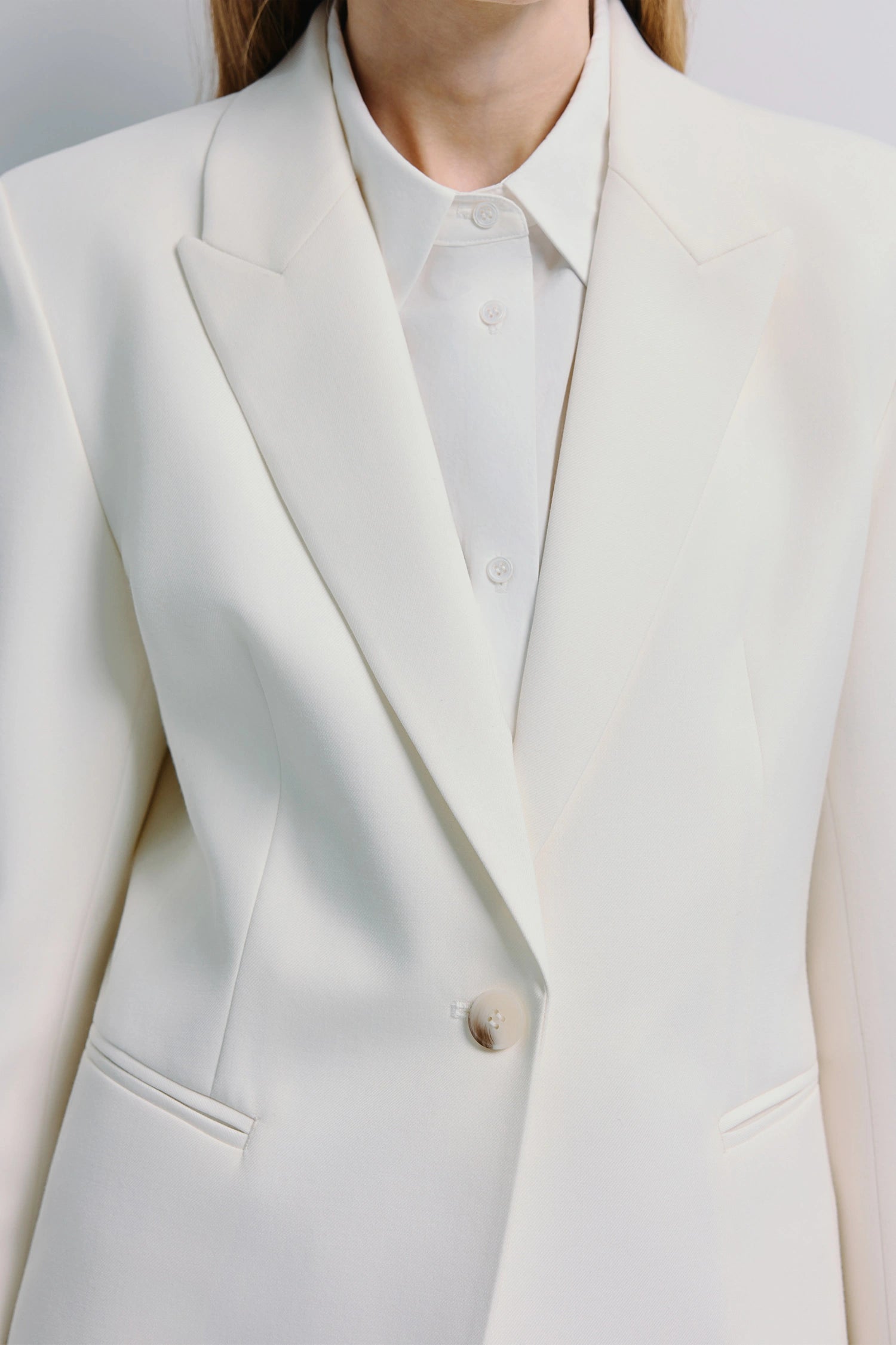 Colette Single Button Blazer White