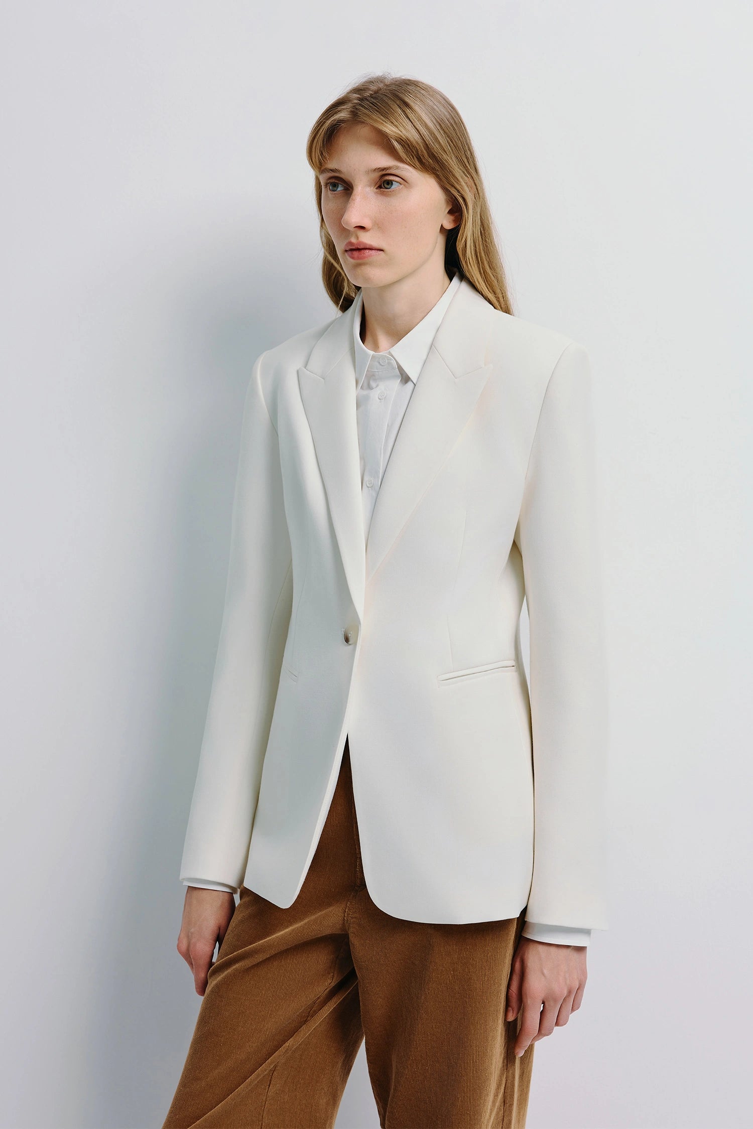 Colette Single Button Blazer White