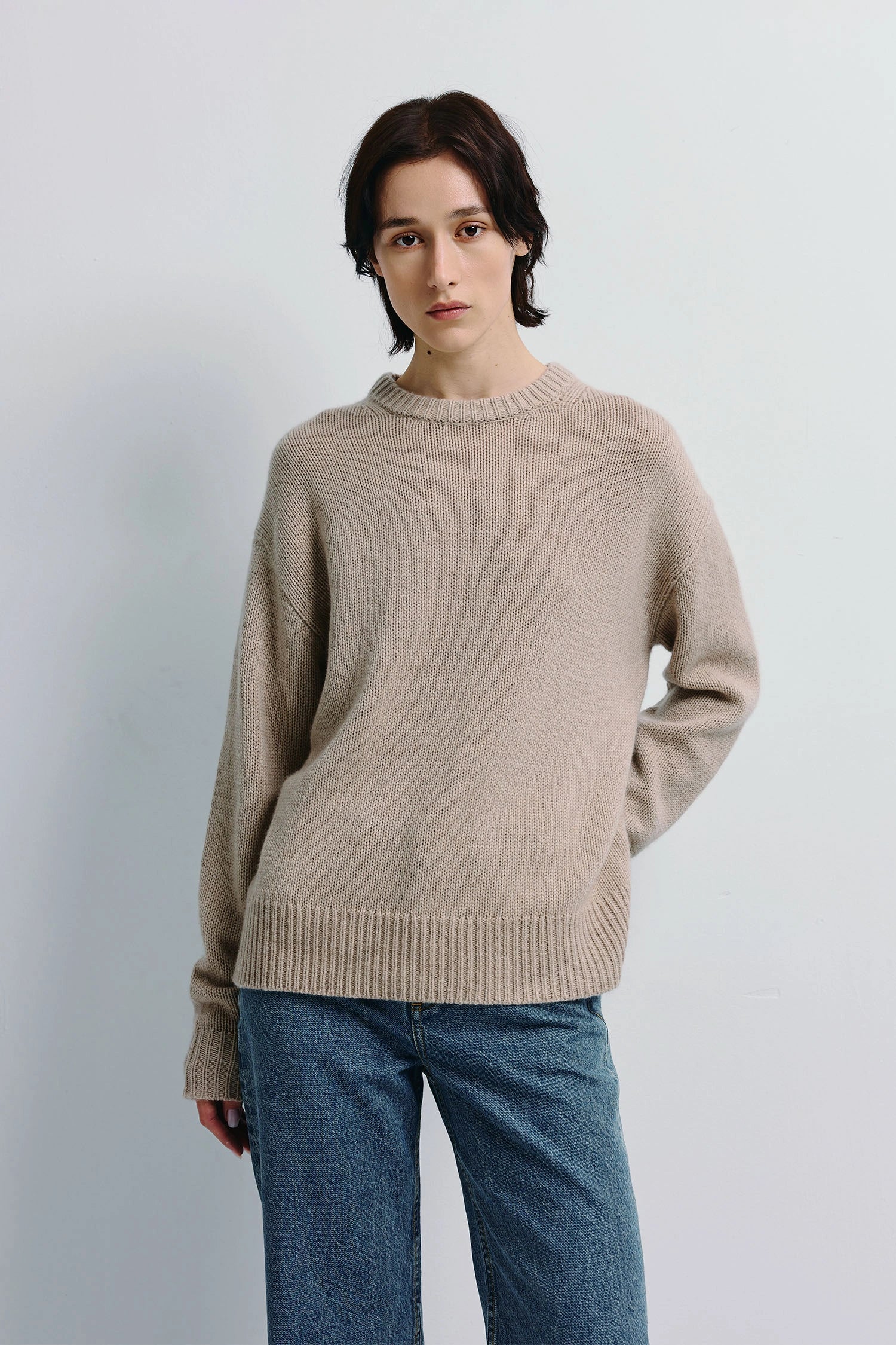 Gil Crewneck Oversized Sweater Taupe