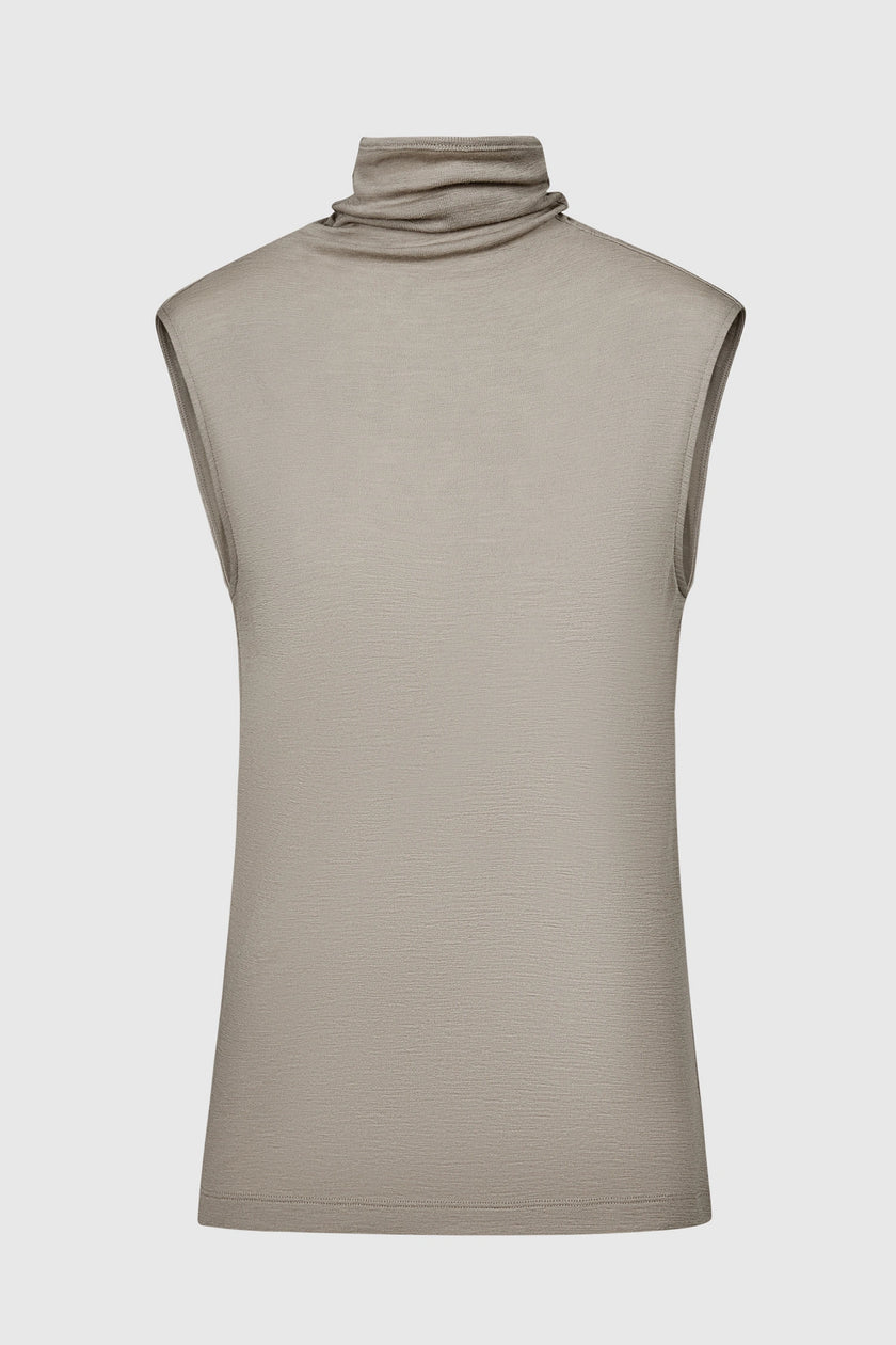 Lilou Sleeveless Turtleneck Top Camel
